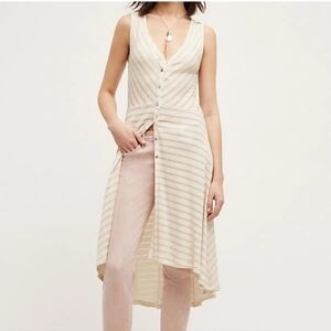 Anthropologie Postmark Sandstripe Ribbed Longline Vest Size Small